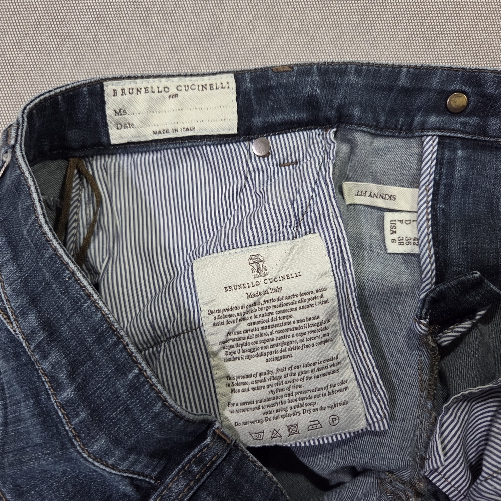Brunello Cuccineli Skinny Blue Stretch Denim Comfortable Low/Mid Rise Sz6 - Picture 10 of 11